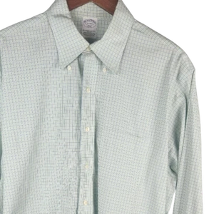 Brooks Brothers 346 Hemd Herren 17 Grün Tattersall Slim Fit Bügelfrei Stretch - Bild 1 von 11