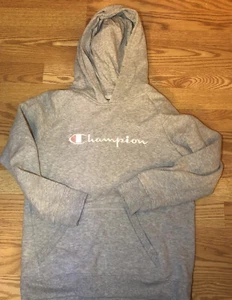 Champion Hoodie Size Youth XL Extra Large Grey Embroidered Logo Pink - Picture 1 of 6