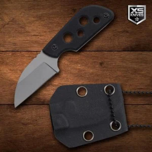 4" Tactical FULL TANG Black FIXED BLADE Survival NECK Knife G10 Handle w/ Sheath - Picture 1 of 4