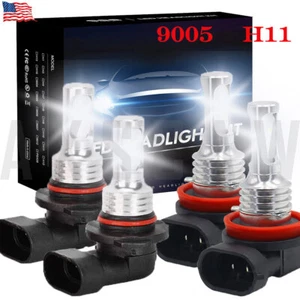 9005+H11 LED Headlight Super Bright Bulbs Kit 6500k White High/Low Beam - Picture 1 of 10