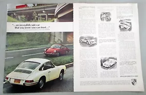 Porsche 911 y 912 1967 anuncio impreso original de 2 páginas - Imagen 1 de 1