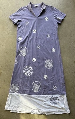 Vintage M. Mac Roxo Algodão Asiático Japonês Floral Bambu Vestido AOP Tamanho Extra Grande EUA - Imagem 1 de 4