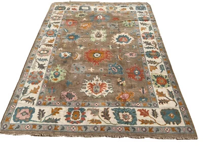 10x14ft New Brown Turkish Oushak Heriz Geometric hand knotted NZ wool area rug22 - Image 1 of 4