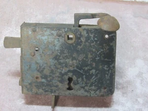 ANTIQUE PRIMITIVE 1800s DOOR ELBOW LOCK HANDLE -WROUGHT IRON - Picture 1 of 4