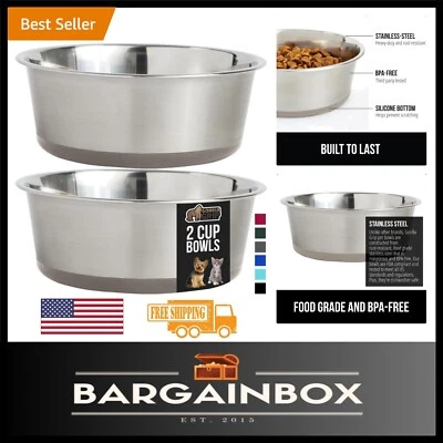 Elegant Set of 2 Beige Dog and Cat Bowls - Rust Resistant and Dishwasher Safe - Image 1 of 4