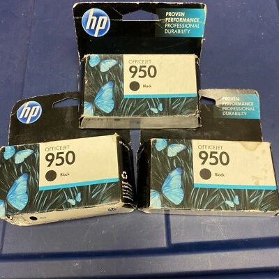 Genuine HP 950 Black Officejet Ink Cartridge Expired 2014 (LOT 3 units) AS-IS - Image 1 of 4