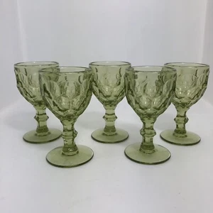 Set 5 MCM Imperial Provincial Grün Daumenabdruck 4 1/2" Wein Saft Gläser - Bild 1 von 5