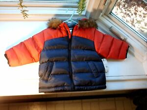 Okie-Dokie Red/ Black Baby Winter Coat 12 Month Lined Hood New with Tags