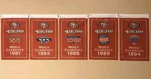 Set San Francisco 49ers NFL Super Bowl Champions 5 Banners/Flags 18.5" x 11.5" - Picture 1 of 4