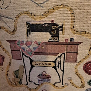 Sewing Machine Tapestry Fabric, 3 Panels, Super Cute! - Picture 1 of 10
