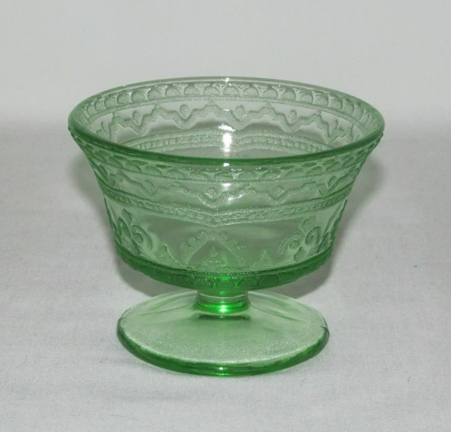 Federal Glass PATRICIAN "Spoke" Green Low Footed Sherbet - Image 1 of 1