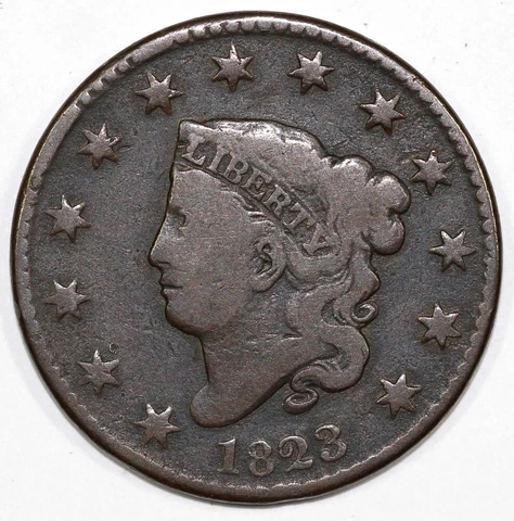 1823 1c N-2 Matron Head Large Cent Cover