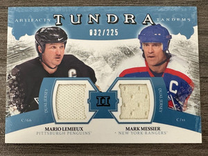 11-12 UD Artifacts Tundra Tandems Dual Jerseys /225 #TT2-LM Lemieux Messier HoF