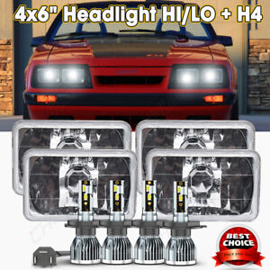 4pcs DOT 4x6" LED Headlight Hi-Lo Sealed Beam DRL For Ford Mustang 1979 - 1986
