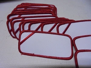 50 Count Printable Embroidery Name Patch Blank White/Red Border Iron/Sew On - Picture 1 of 2