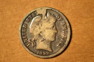 1899-S Barber Dime- Dramatic Obverse Die Break- VG/Fine - Picture 1 of 4