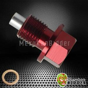Red ANODIZED ALUMINUM Magnetic Oil Drain Plug BOLT w/ Washer M14X1.5mm Honda
