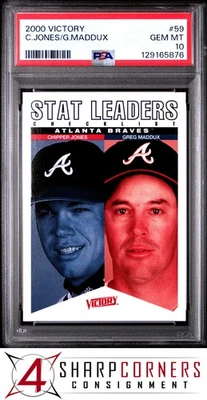 2000 UPPER DECK VICTORY #59 CHIPPER JONES-GREG MADDUX HOF PSA 10 - Image 1 of 2