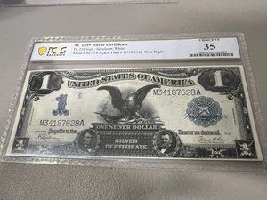 1899 Large $1 Black Eagle Silver Certificate harder choice VF 35 - Picture 1 of 2