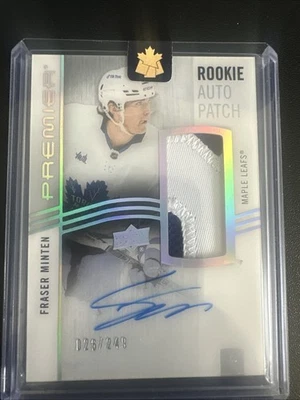 Fraser Minten 2023-24 Upper Deck Premier Rookie Patch Auto Silver /249 #AR-FM - Image 1 of 2