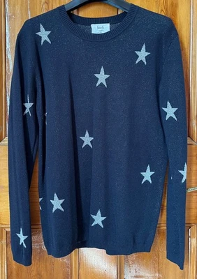 Women’s New Hush Navy Blue Metallic Knitted Jumper with Silver Stars UK Size XS - Image 1 of 4
