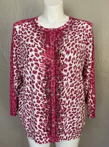 Cárdigan suéter lentejuelas rosa con botones delanteros talla grande Quacker Factory para mujer 2X - Imagen 1 de 7