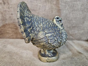 7" Thanksgiving Turkey Decor Gold Tone Resin Figurine Statue Centerpiece Accent - Picture 1 of 4