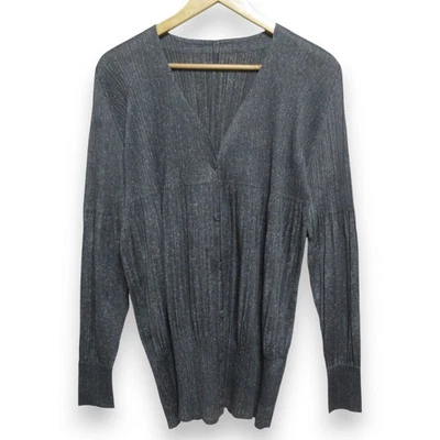 PLEATS PLEASE ISSEY MIYAKE cardigan PP11-JO142 Size 4 Gray Women USED - Image 1 of 4
