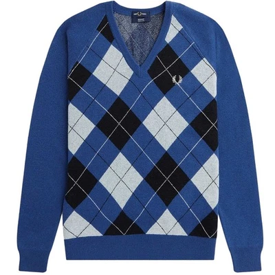 Fred Perry  REISSUES Argyle Lambswool V  Neck Sweater/Jumper. M - Image 1 of 4
