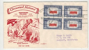 Patriotic 1943 OVERRUN COUNTRIES 909 POLAND 1ST PENT ARTS CHICAGO NAZI STUKAS - Picture 1 of 1