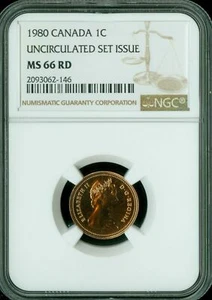 1980 CANADA CENT NGC MS66 UNCIRCULATED SET SPOTLESS  * - Picture 1 of 2