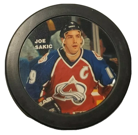 JOE SAKIC HOF GEL LOGO COLORADO AVALANCHE OFFICIAL INGLASCO NHL NHLPA PUCK Cover