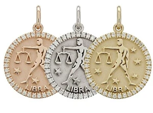 Dije Colgante Dije Letrero del Zodiaco Diamante Amarillo Blanco o Oro Rosa de 14 K - Imagen 1 de 7