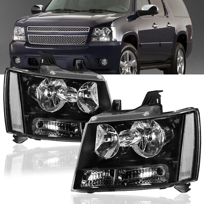 Faros halógenos negros para Chevy Suburban Tahoe Avalanche 2007-2014 Foto 1 de 4