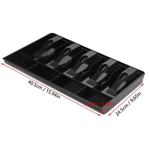 Five Grids Cash Drawer Register Insert Coin Tray Cashier Tidy Storage Safe Box - Picture 1 of 12