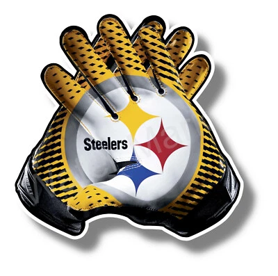 Guantes Pittsburgh Steelers calcomanía adhesiva de vinilo 12 tamaños diferentes ventana de camión Foto 1 de 2