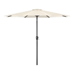9FT Umbrella Beige with Push Button Tilt and Crank 1 or 2 pack or Base - Picture 1 of 12