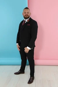 Mens Black Three Piece Suit Plus Size Extra Large XL Big Tall 50 52 54 56 58 - Picture 1 of 8
