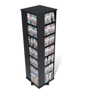 Media Storage Tower Black 4 Sided Spinning Organization Multimedia Storing - Picture 1 of 5