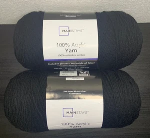 (Lot of 2) Mainstays 100% Acrylic Yarn, 798yds 14oz - Black - Picture 1 of 6