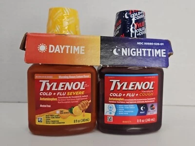 Tylenol resfriado + gripe grave dia e noite remédio líquido para tosse, contagem de 2, 8 fl. Oz - Imagem 1 de 4