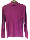 M&S Deep Pink Glitter High Neck Long Sleeve Stretchy Polo Top Size M Medium