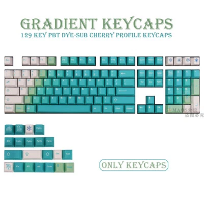 DIY White Green Gradient Theme Keycap Cherry Profile PBT 108 Key for Cherry MX - Image 1 of 4