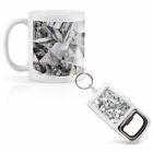 Mug & Bottle Opener-Keyring-set - Diamond Kaleidoscope Pattern   #3234