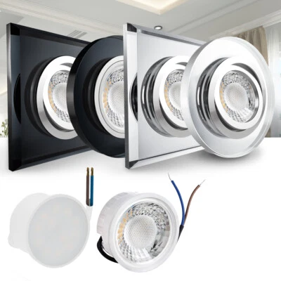 LED Einbaustrahler 230V flach 24mm Einbauleuchten Spots Deckenstrahler Set Glas - Bild 1 von 4