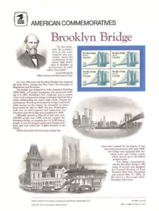 #188 20c Brooklyn Bridge #2041 USPS Gedenkstempeltafel - Bild 1 von 1