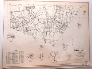 Mapa antiguo original de BEXAR Condado de Texas Mapa del Departamento de Carreteras Losoya Thelma Macdona 1959 - Imagen 1 de 5