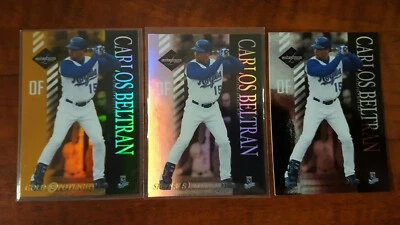 Leaf Limited 2003 Carlos Beltran #26 oro y plata foco + base - ¡Juego de 3 cartas!! Foto 1 de 3