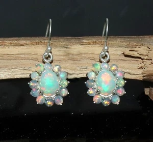 Natural Ethiopian fire opal Earrings in sterling silver beautiful gift for women - Picture 1 of 8