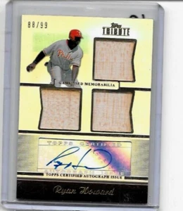 RYAN HOWARD 2011 TOPPS TRIBUTE TRIPLE JUEGO MURCIÉLAGOS USADOS Y AUTÓGRAFO CERTIFICADO #/99 - Imagen 1 de 1